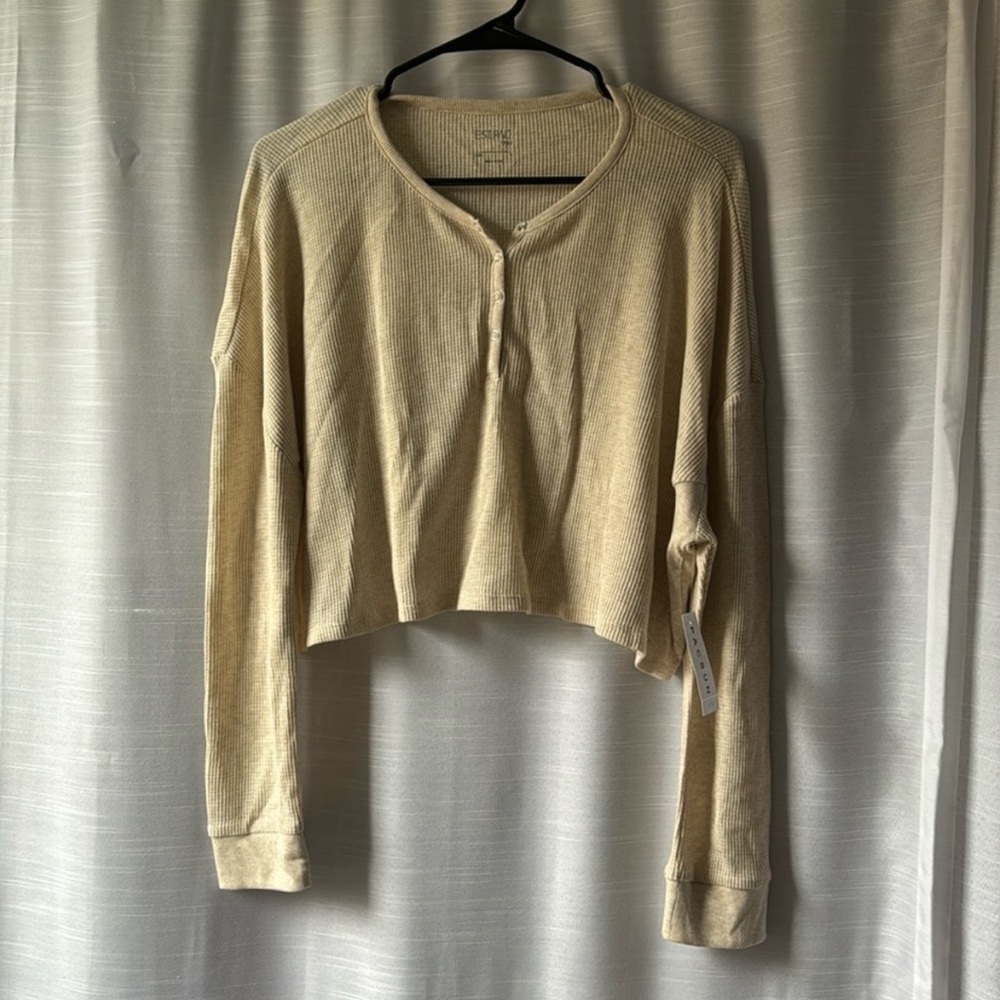 NWOT Pacsun Waffle Knit Cropped Long Sleeve